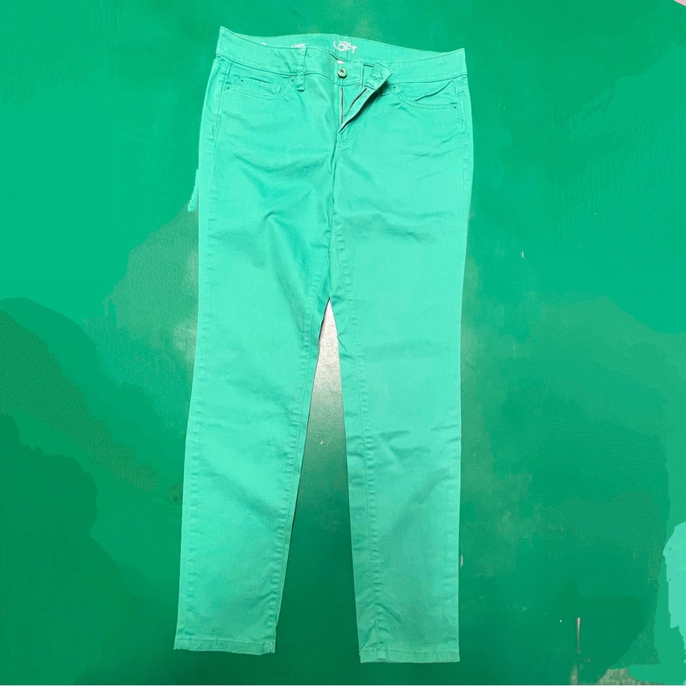 Ann Taylor Vibrant Green Skinny Jeans